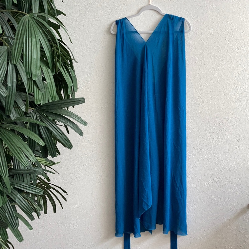 Turquoise long handkerchief dress- triangle dress